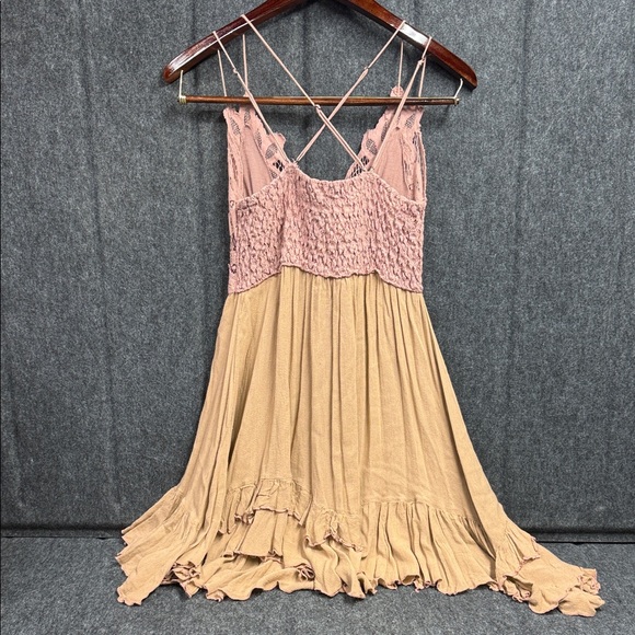 Free People Pink and Tan Lace Midi Dress - Picture 3 of 6